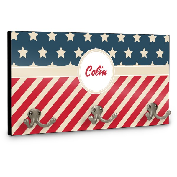 Stars and Stripes Wall Mounted Coat Hanger - Side View