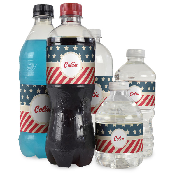 Stars and Stripes Water Bottle Label - Multiple Bottle Sizes