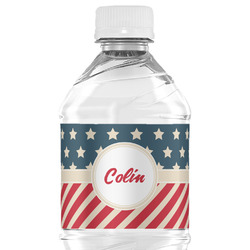 Stars and Stripes Water Bottle Labels - Custom Sized (Personalized)