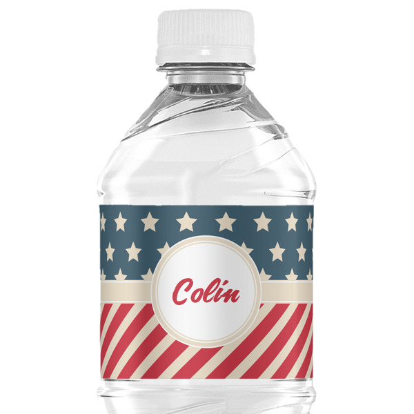 Custom Stars and Stripes Water Bottle Labels - Custom Sized (Personalized)