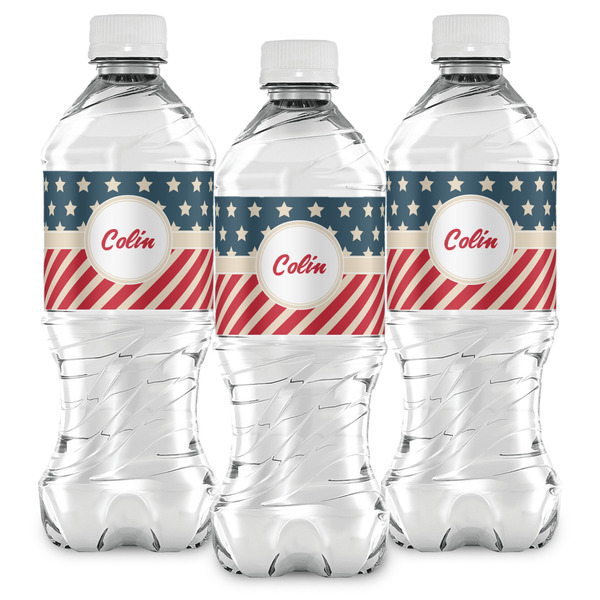 Stars and Stripes Water Bottle Labels - Front View