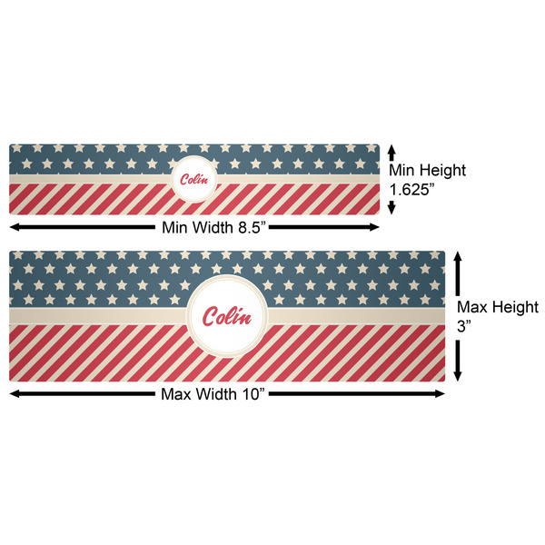 Stars and Stripes Water Bottle Labels w/ Dimensions