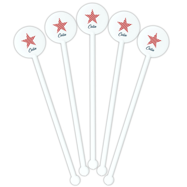 Stars and Stripes White Plastic 5.5" Stir Stick - Fan View