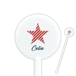 Stars and Stripes 5.5" Round Plastic Stir Sticks - White - Double Sided (Personalized)