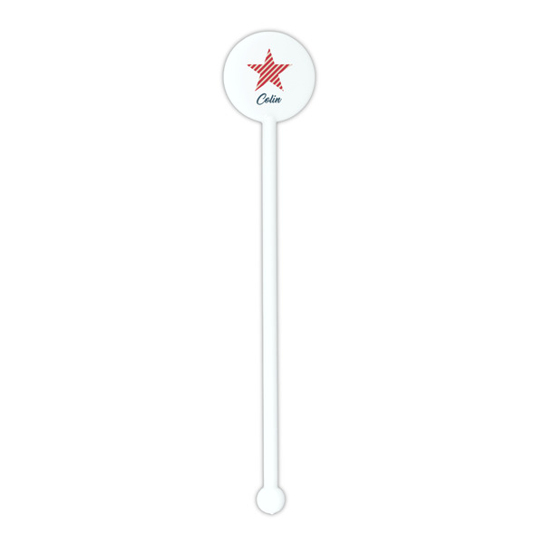 Stars and Stripes White Plastic 5.5" Stir Stick - Round - Single Stick