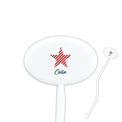 Stars and Stripes 7" Oval Plastic Stir Sticks - White - Double Sided (Personalized)