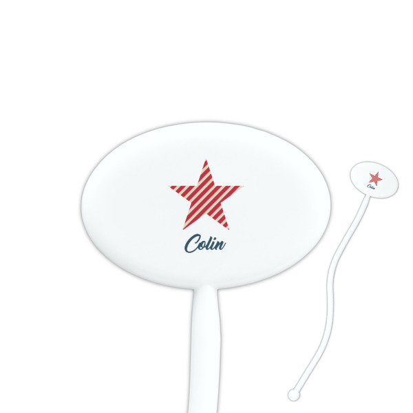 Custom Stars and Stripes Oval Plastic Stir Sticks (Personalized)