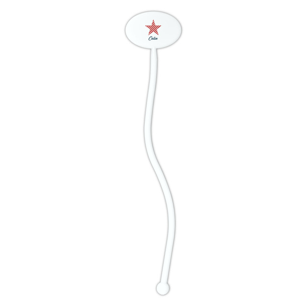 Stars and Stripes White Plastic 7" Stir Stick - Oval - Single Stick