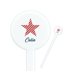 Stars and Stripes 7" Round Plastic Stir Sticks - White - Double Sided (Personalized)