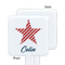 Stars and Stripes White Plastic Stir Stick - Single Sided - Square - Approval