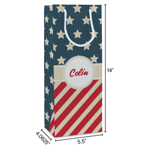 Stars and Stripes Wine Gift Bag - Dimensions