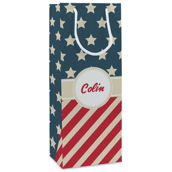 Custom Stars and Stripes Wine Gift Bags - Gloss (Personalized)