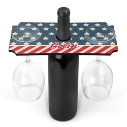 Stars and Stripes Wine Bottle & Glass Holder (Personalized)