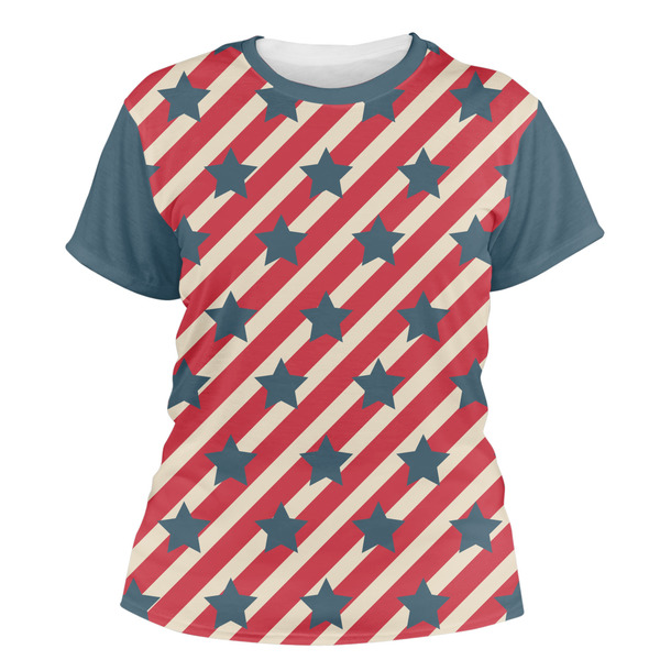 Custom Stars and Stripes Women's Crew T-Shirt - Medium