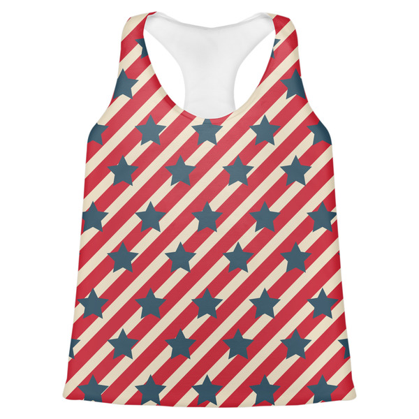 Custom Stars and Stripes Womens Racerback Tank Top - 2X Large