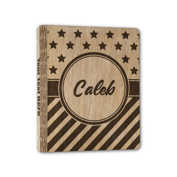 Custom Stars and Stripes Wood 3-Ring Binder - 1" Half-Letter Size (Personalized)