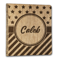 Stars and Stripes Wood 3-Ring Binder - 1" Letter Size (Personalized)