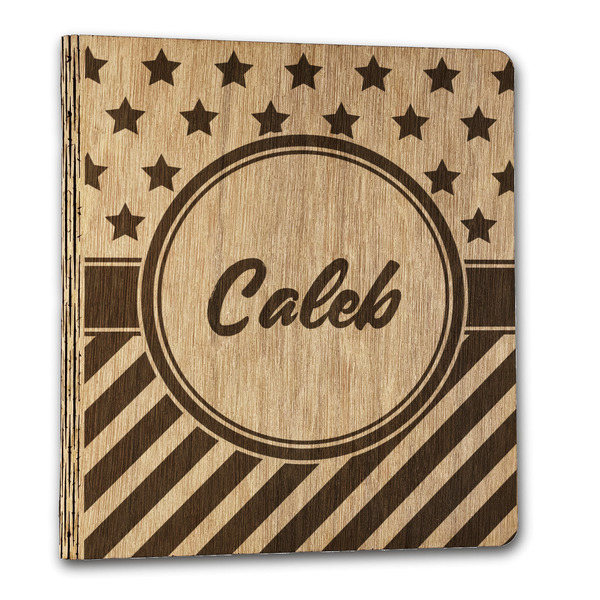 Custom Stars and Stripes Wood 3-Ring Binder - 1" Letter Size (Personalized)