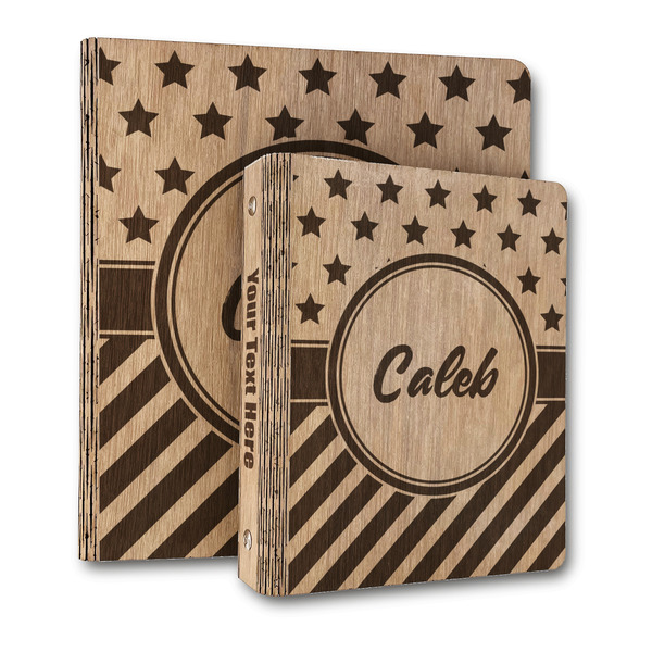 Custom Stars and Stripes Wood 3-Ring Binder (Personalized)
