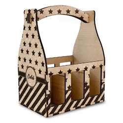 Stars and Stripes Wooden Beer Bottle Caddy (Personalized)