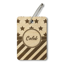 Stars and Stripes Wood Luggage Tag - Rectangle (Personalized)