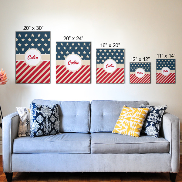 Stars and Stripes Wood Prints - Size Comparison