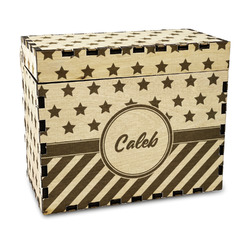 Stars and Stripes Wood Recipe Box - Laser Engraved (Personalized)
