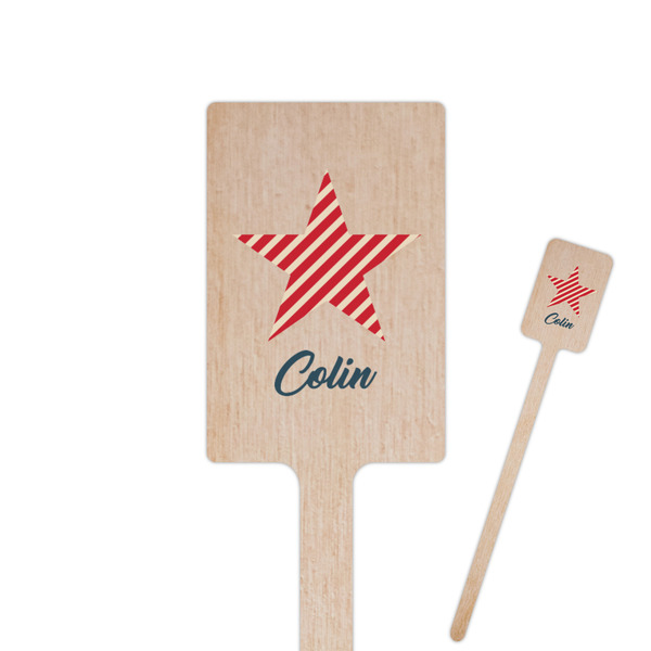 Custom Stars and Stripes 6.25" Rectangle Wooden Stir Sticks - Double Sided (Personalized)