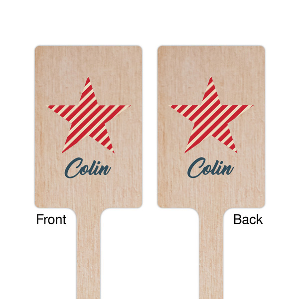 Stars and Stripes Wooden 6.25" Stir Stick - Rectangular - Double Sided - Front & Back
