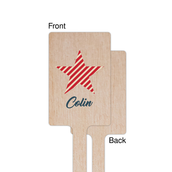 Stars and Stripes Wooden 6.25" Stir Stick - Rectangular - Single - Front & Back