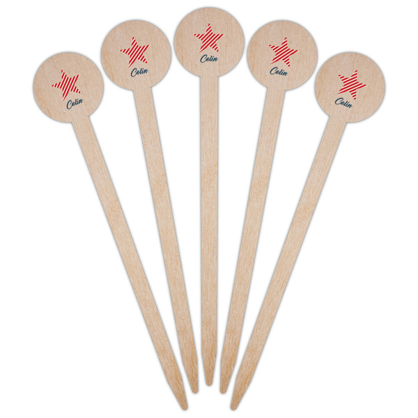 Stars and Stripes Wooden 6" Food Pick - Round - Fan View