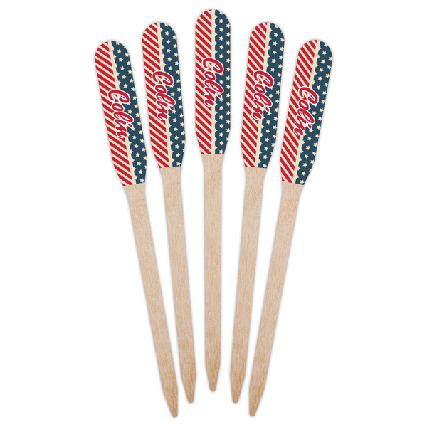 Stars and Stripes Wooden Food Pick - Paddle - Fan View