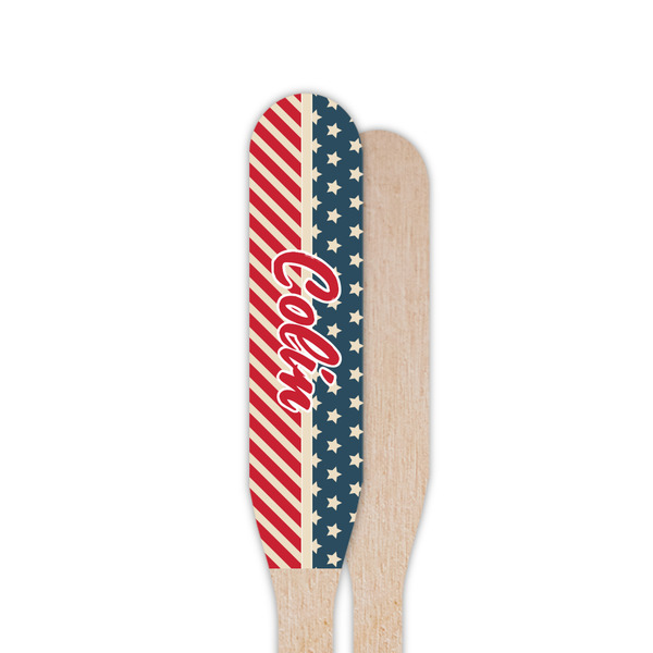 Stars and Stripes Wooden Food Pick - Paddle - Single Sided - Front & Back