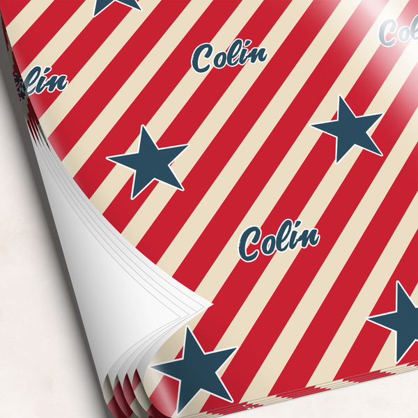 Custom Stars and Stripes Wrapping Paper Sheets (Personalized)