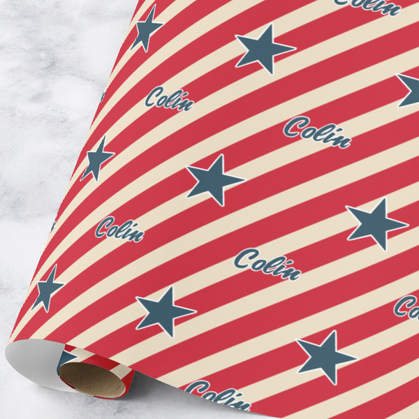 Custom Stars and Stripes Wrapping Paper Roll - Large (Personalized)