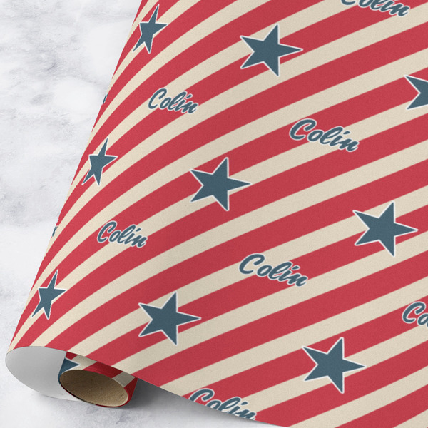 Custom Stars and Stripes Wrapping Paper Roll - Large - Matte (Personalized)