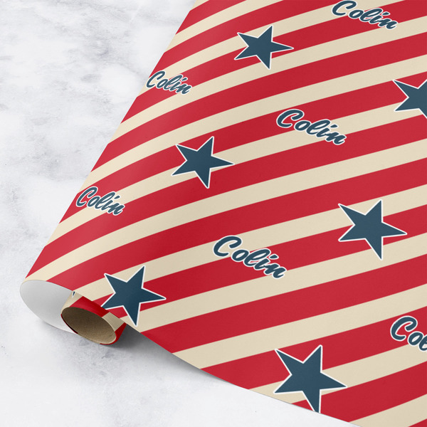 Custom Stars and Stripes Wrapping Paper Roll - Small (Personalized)