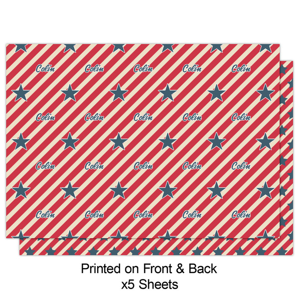 Stars and Stripes Wrapping Paper Sheet - Double Sided - Front