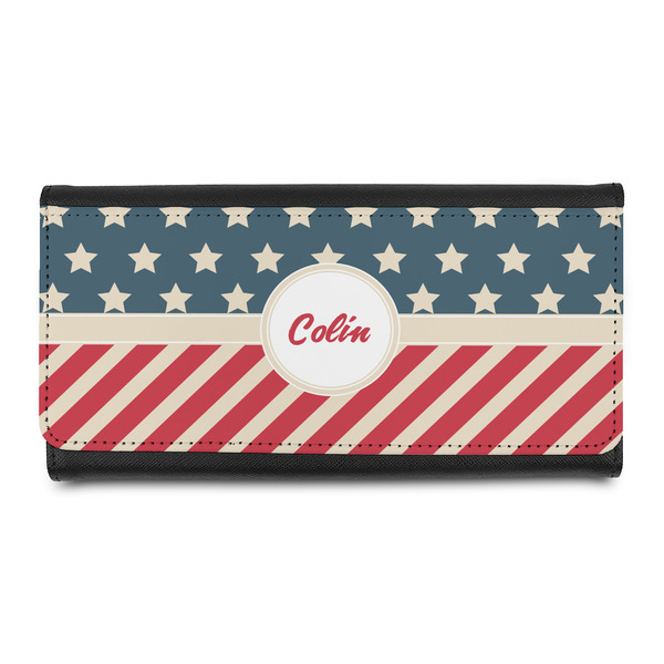 Custom Stars and Stripes Leatherette Ladies Wallet (Personalized)