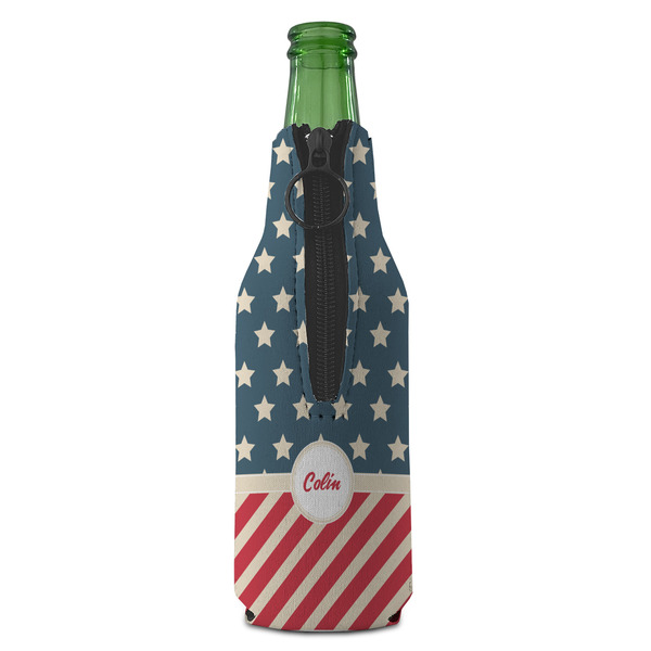 Stars and Stripes Zipper Bottle Cooler - BACK (bottle)