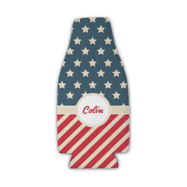 Custom Stars and Stripes Zipper Bottle Cooler (Personalized)