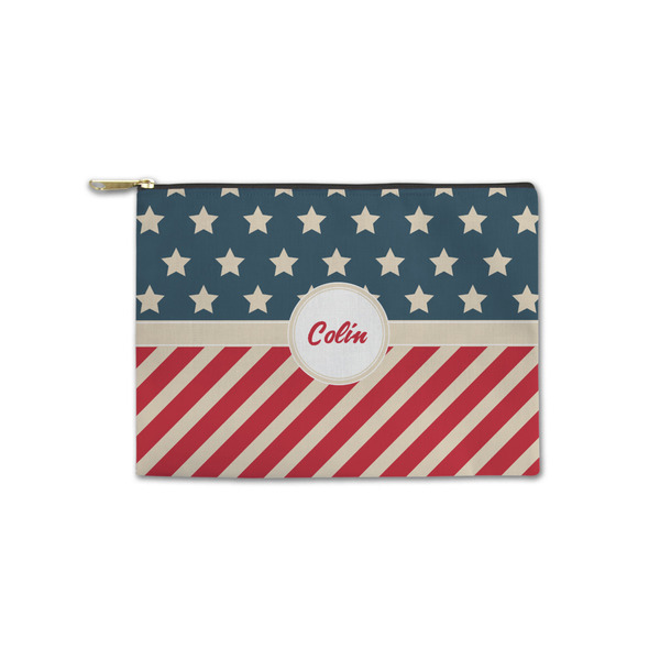 Custom Stars and Stripes Zipper Pouch - Small - 8.5"x6" (Personalized)