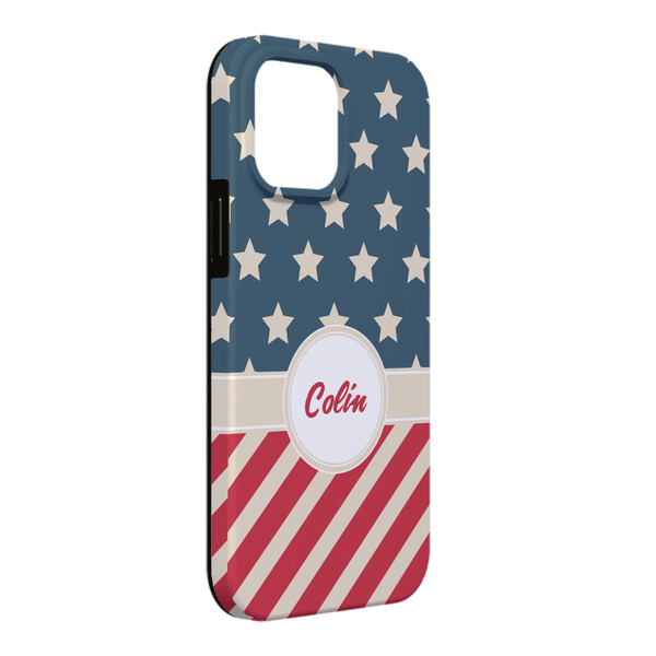 Custom Stars and Stripes iPhone Case - Rubber Lined - iPhone 13 Pro Max (Personalized)