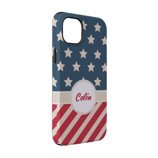 Custom Stars and Stripes iPhone Case - Rubber Lined - iPhone 14 Pro (Personalized)