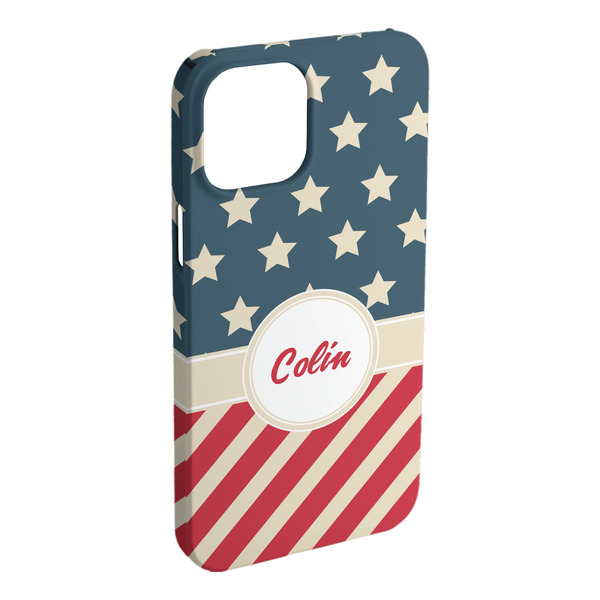 Custom Stars and Stripes iPhone Case - Plastic - iPhone 15 Plus (Personalized)
