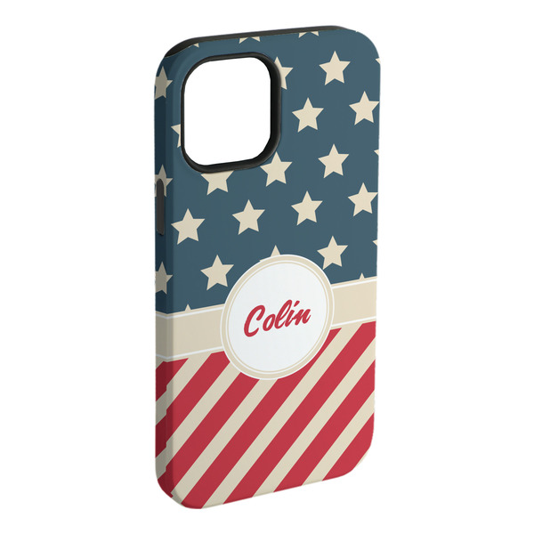 Custom Stars and Stripes iPhone Case - Rubber Lined - iPhone 15 Plus (Personalized)