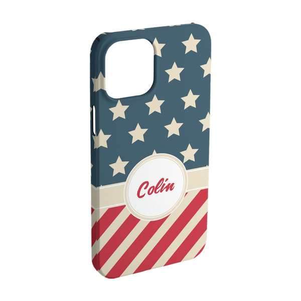 Custom Stars and Stripes iPhone Case - Plastic - iPhone 15 Pro (Personalized)