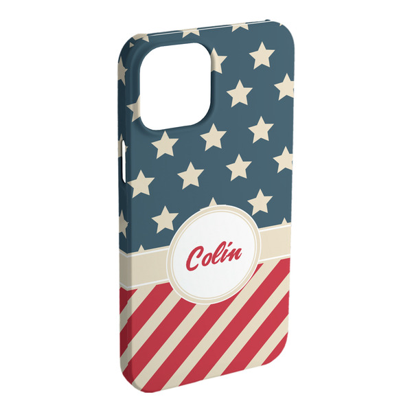 Custom Stars and Stripes iPhone Case - Plastic - iPhone 15 Pro Max (Personalized)