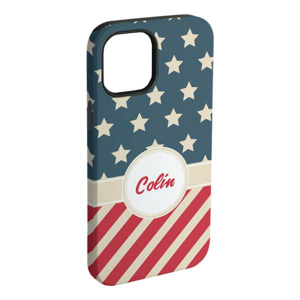 Custom Stars and Stripes iPhone Case - Rubber Lined - iPhone 15 Pro Max (Personalized)