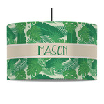 Tropical Leaves #2 12" Drum Pendant Lamp - Fabric (Personalized)